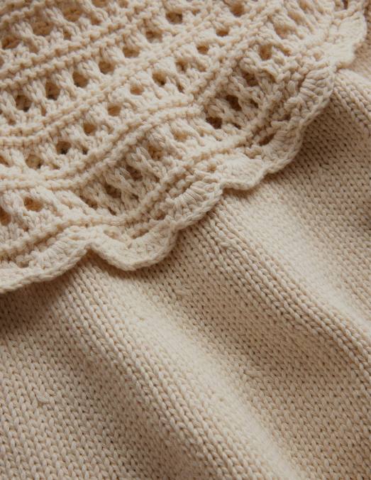 Boden vêtements peau de mouton femmes pull à empiècement au crochet LB2X1266