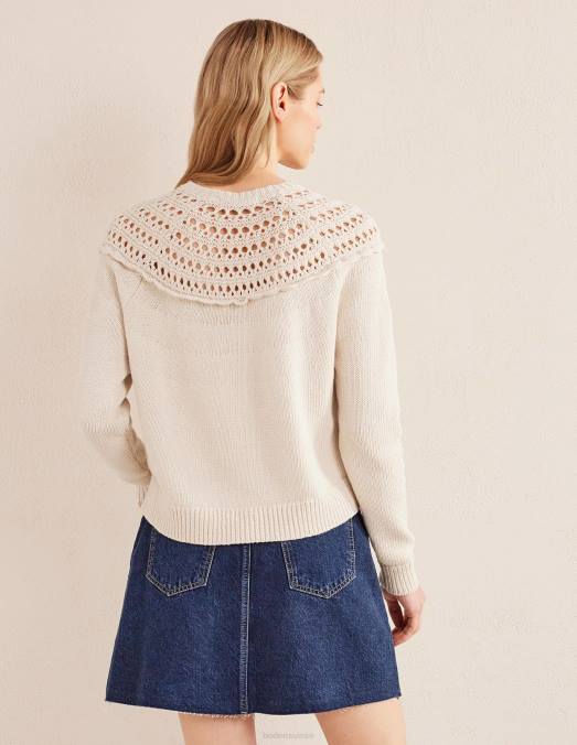 Boden vêtements peau de mouton femmes pull à empiècement au crochet LB2X1266