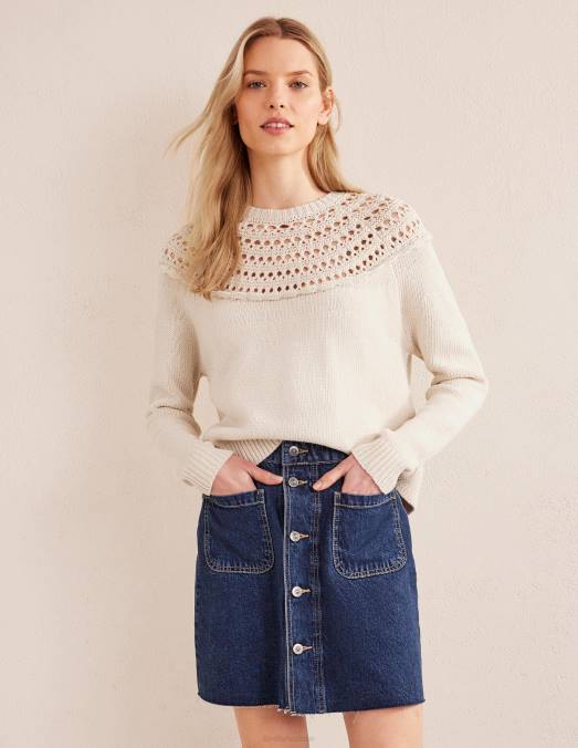 Boden vêtements peau de mouton femmes pull à empiècement au crochet LB2X1266