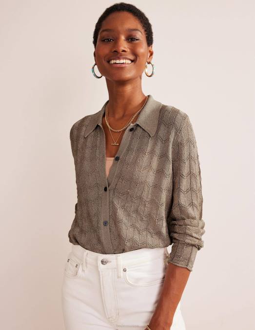 Boden vêtements pierre métallique femmes chemise de plage tricotée LB2X617