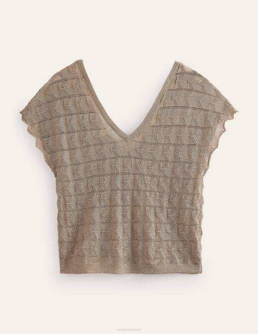 Boden vêtements pierre métallique femmes haut de plage en maille à col en V LB2X615
