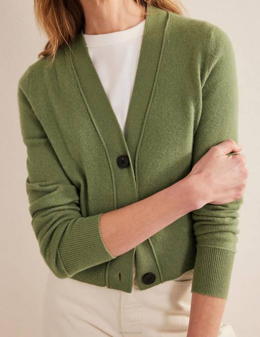 Boden vêtements pierre verte femmes cardigan col v en cachemire LB2X1838