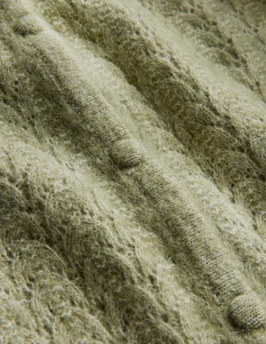 Boden vêtements pierre verte femmes cardigan à manches longues en pointelle LB2X1369