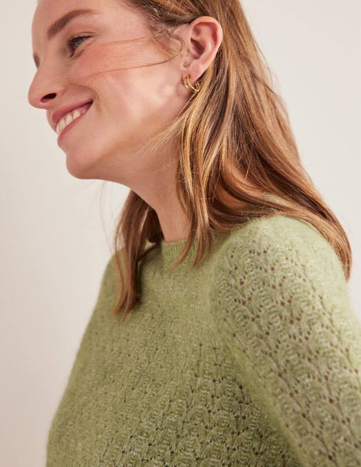 Boden vêtements pierre verte femmes pull en pointelle duveteux LB2X1903