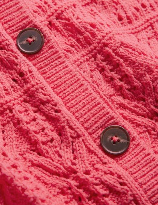 Boden vêtements pivoine pop femmes cardigan en coton pointelle LB2X1417