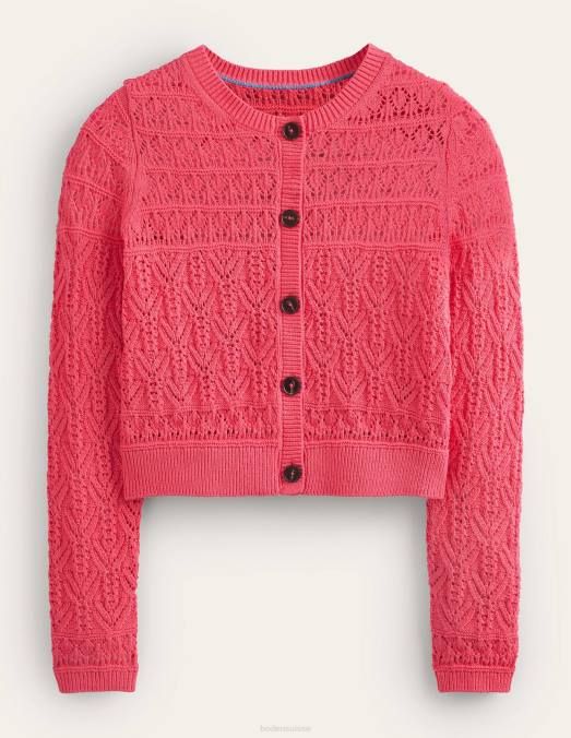 Boden vêtements pivoine pop femmes cardigan en coton pointelle LB2X1417