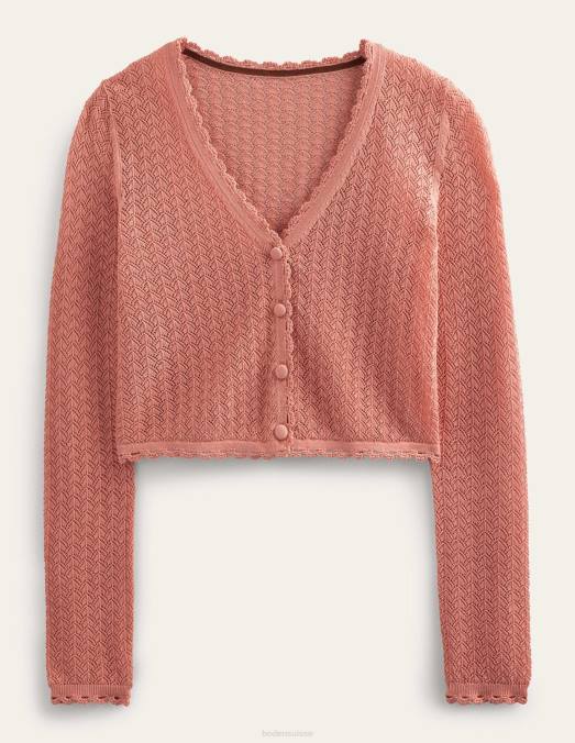 Boden vêtements rose femmes cardigan court en pointelle LB2X1282