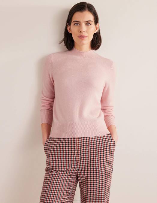 Boden vêtements rose guimauve femmes pull à col montant en cachemire LB2X1587