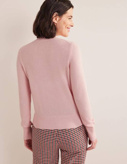 Boden vêtements rose guimauve femmes pull à col montant en cachemire LB2X1587