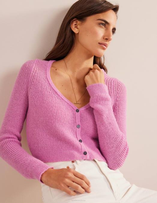 Boden vêtements rose lavande femmes cardigan court duveteux LB2X2105