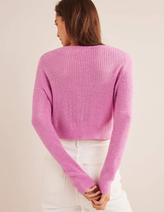 Boden vêtements rose lavande femmes cardigan court duveteux LB2X2105