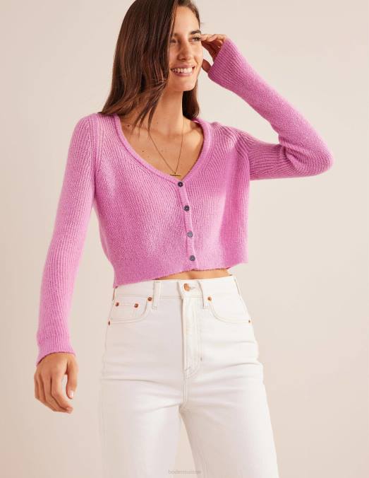 Boden vêtements rose lavande femmes cardigan court duveteux LB2X2105