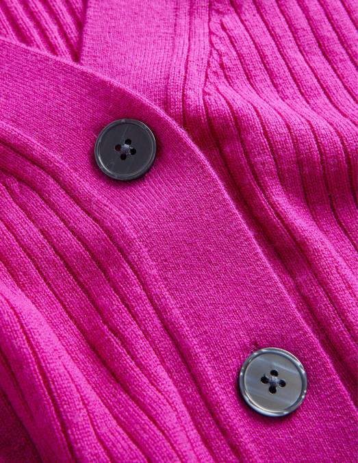 Boden vêtements rose violette femmes cardigan côtelé court en mérinos LB2X2133