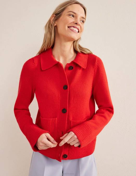 Boden vêtements rouge à haut risque femmes cardigan à col LB2X2214