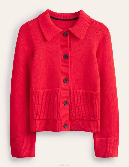 Boden vêtements rouge à haut risque femmes cardigan à col LB2X2214