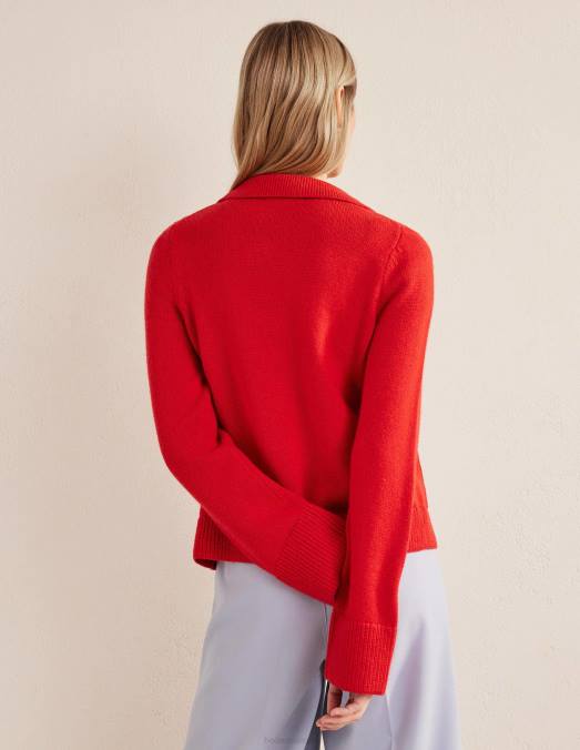 Boden vêtements rouge à haut risque femmes cardigan à col LB2X2214