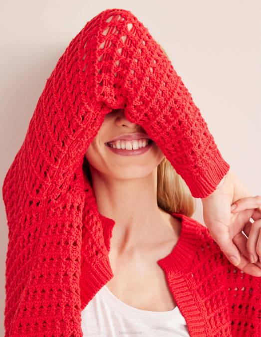 Boden vêtements rouge à haut risque femmes cardigan court en crochet LB2X1877