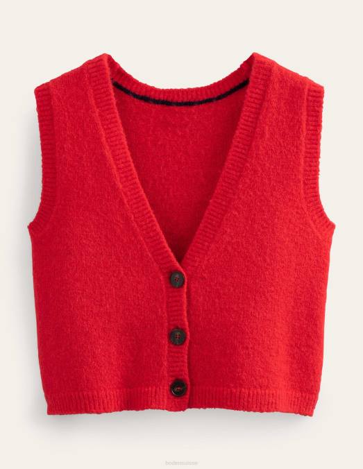 Boden vêtements rouge à haut risque femmes débardeur cardigan duveteux court LB2X2053