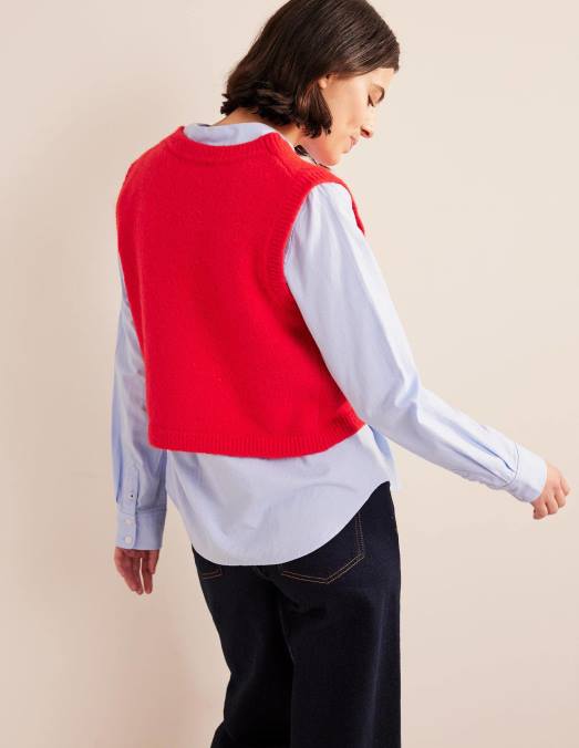 Boden vêtements rouge à haut risque femmes débardeur cardigan duveteux court LB2X2053