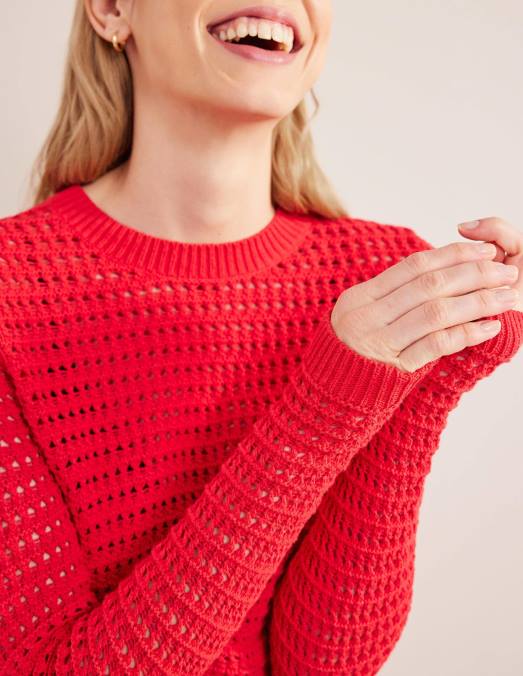 Boden vêtements rouge à haut risque femmes pull court en crochet LB2X1589