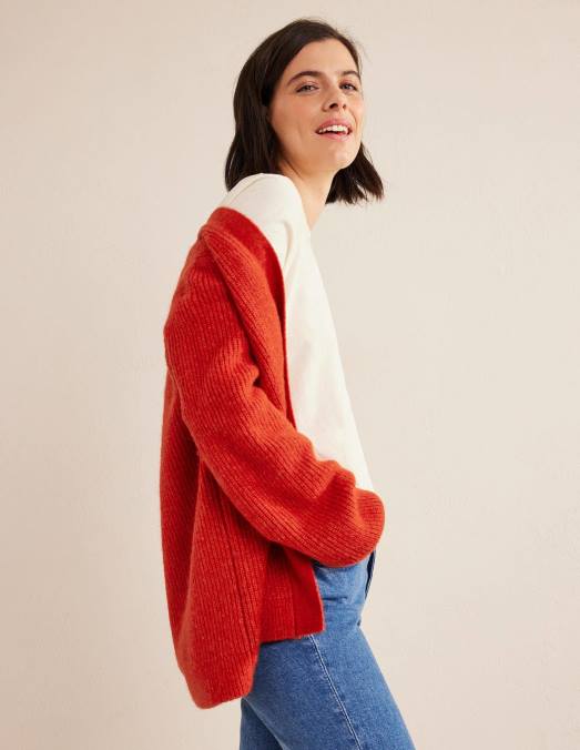 Boden vêtements tomate femmes cardigan duveteux à ceinture LB2X2103