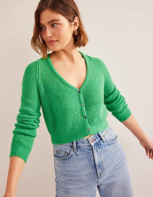 Boden vêtements vert clair femmes cardigan court duveteux LB2X1439