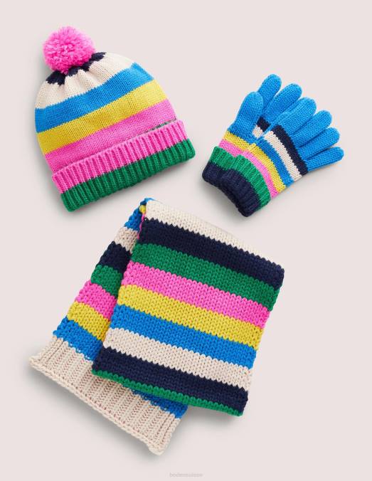 Boden accessoire bande arc-en-ciel filles ensemble tricoté 3 pièces LB2X2727