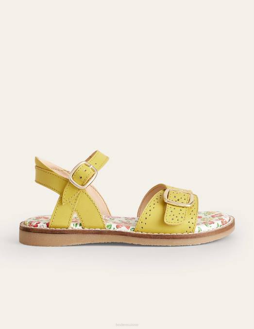 Boden chaussure jaune filles sandales à boucle en cuir LB2X2713