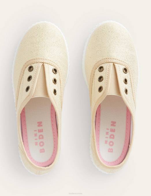 Boden chaussure or filles pulls en toile sans lacets LB2X817