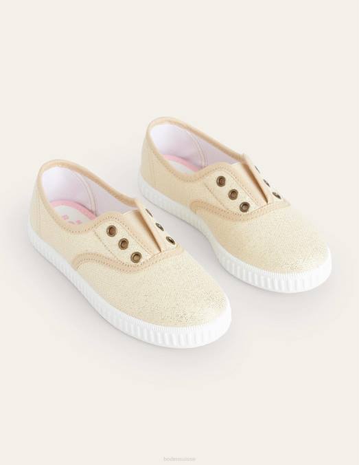 Boden chaussure or filles pulls en toile sans lacets LB2X817