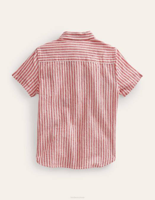Boden vêtements bande rouge filles chemise à coutil fraise LB2X3028