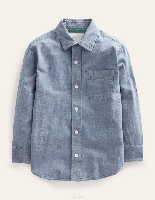 Boden vêtements chambray clair filles chemise en chambray LB2X3002