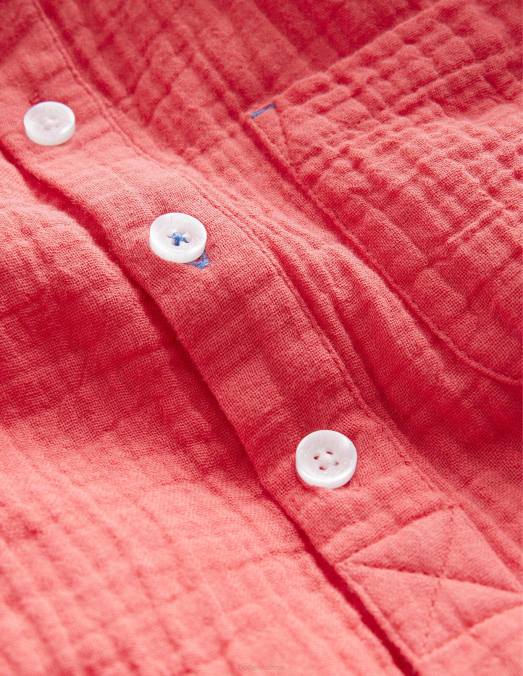 Boden vêtements confiture rouge filles chemise grand-père en double tissu LB2X2972
