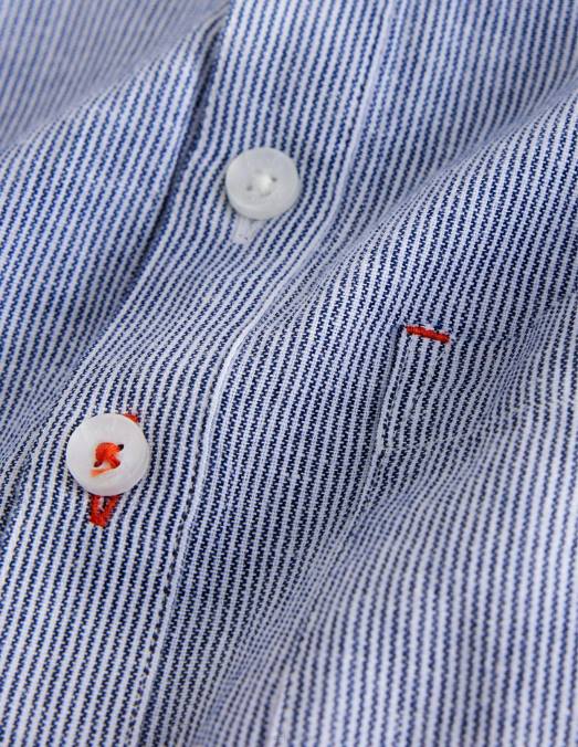 Boden vêtements coutil bleu filles chemise grand-père à motif LB2X3254