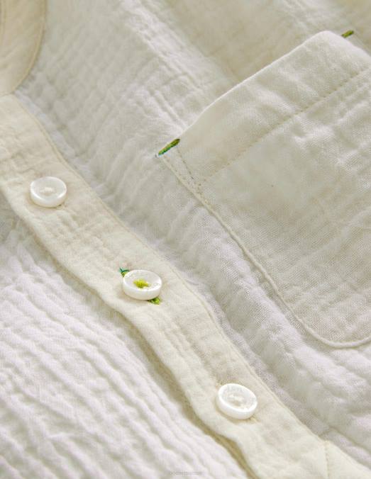 Boden vêtements gousse de vanille ivoire filles chemise grand-père en double tissu LB2X3055