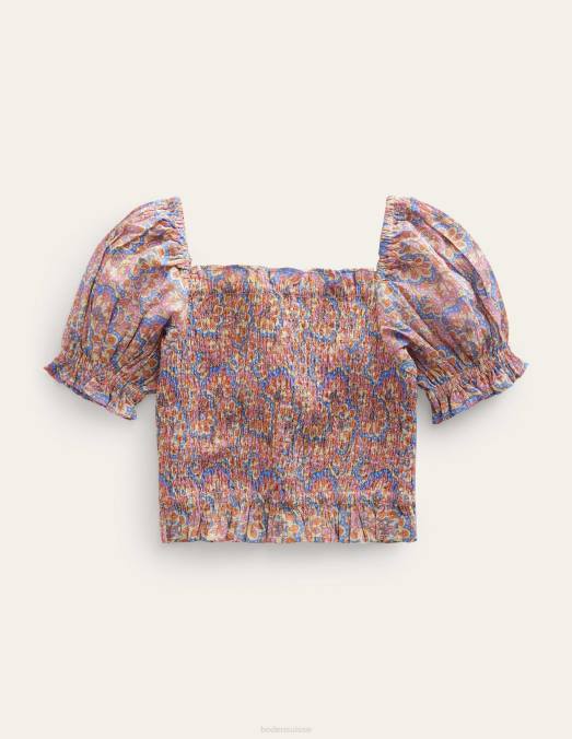 Boden vêtements cachemire lupin et pêche filles blouse froncée d'ensemble LB2X2884