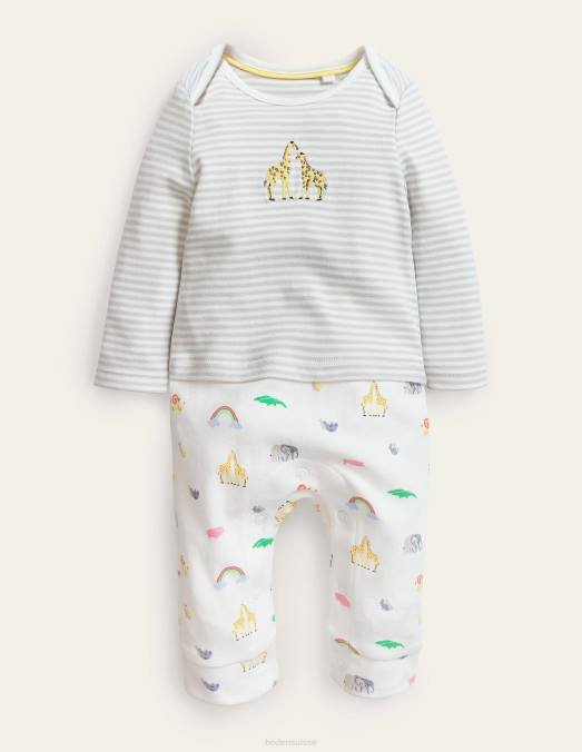 Boden vêtements arche de Noé en ivoire filles gots barboteuse tenue nouveau-né LB2X3076
