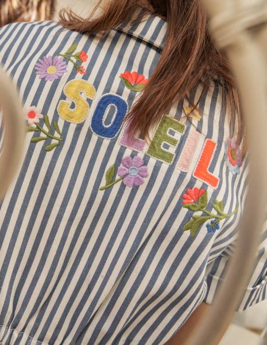 Boden vêtements bande bleue filles combishort brodé LB2X2790