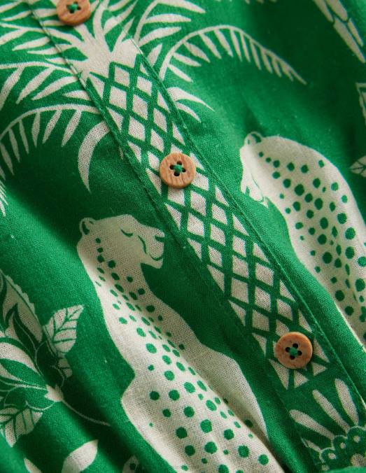 Boden vêtements riche goa émeraude filles combishort à volants en lin et coton LB2X2754