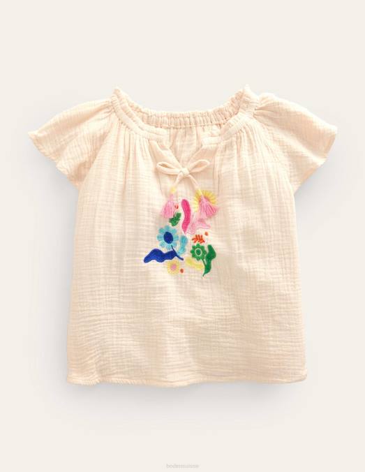 Boden vêtements Ivoire filles haut de plage brodé LB2X2833