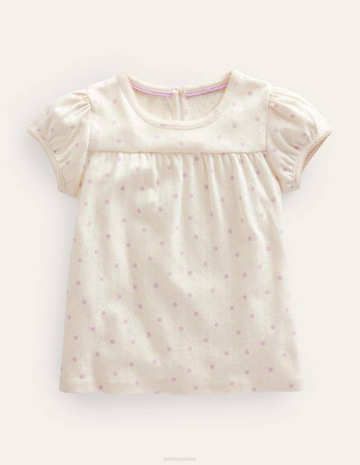 Boden vêtements Ivoire filles haut en pointelle LB2X2938