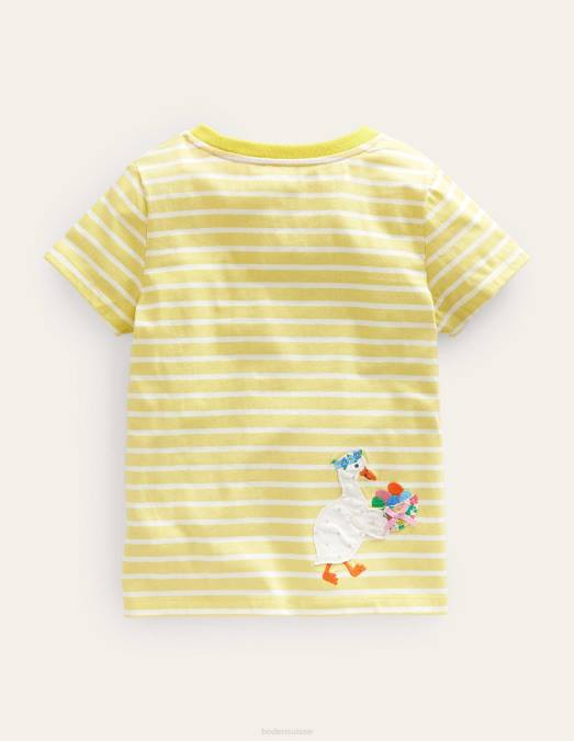 Boden vêtements Pâques ivoire/citron doux filles t-shirt flottant LB2X2949