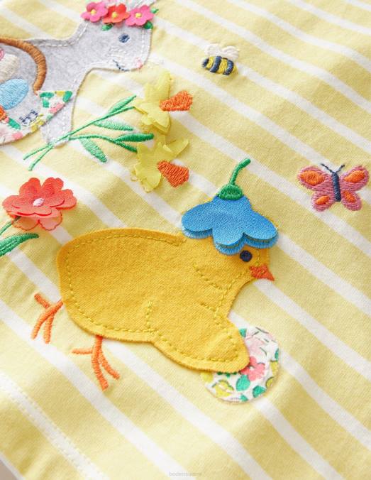 Boden vêtements Pâques ivoire/citron doux filles t-shirt flottant LB2X2949