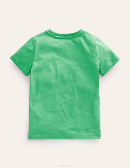 Boden vêtements alphabet animal vert aloès filles t-shirt d'éducation animale LB2X3128