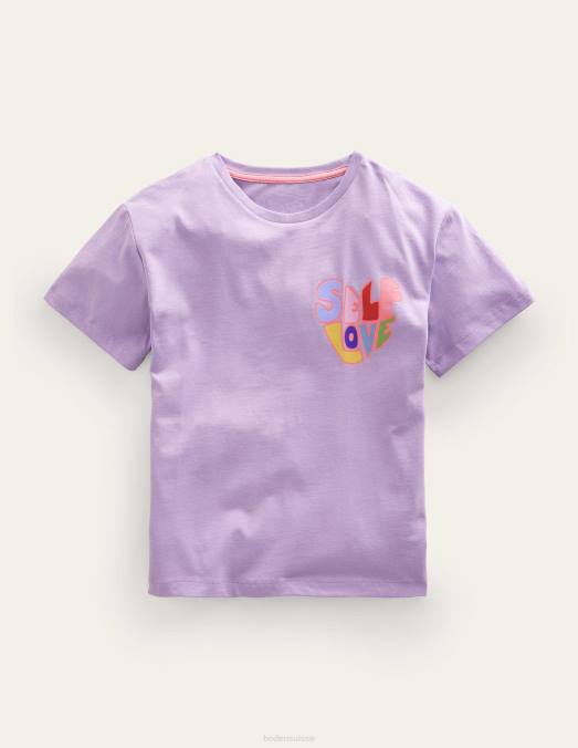 Boden vêtements amour de soi lavande brumeuse filles t-shirt à slogan imprimé LB2X2947