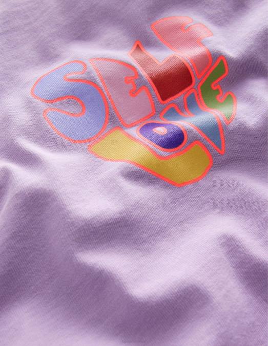 Boden vêtements amour de soi lavande brumeuse filles t-shirt à slogan imprimé LB2X2947