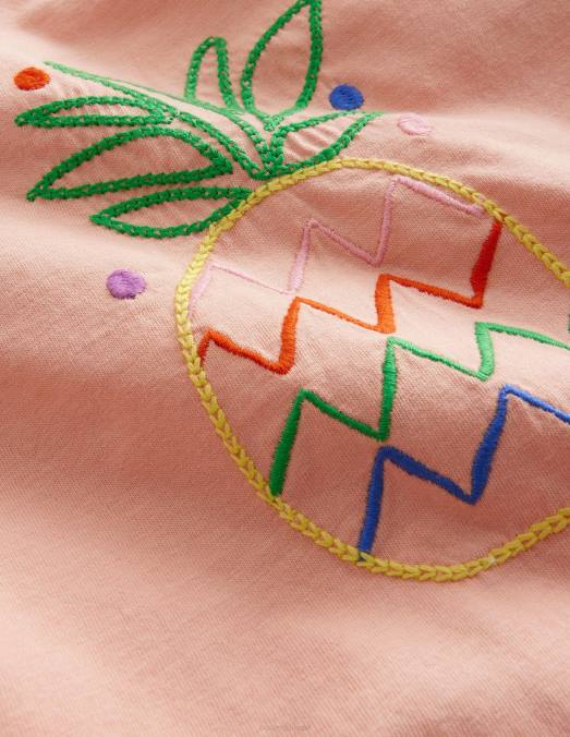 Boden vêtements ananas rose poussiéreux filles haut à logo brodé LB2X3041