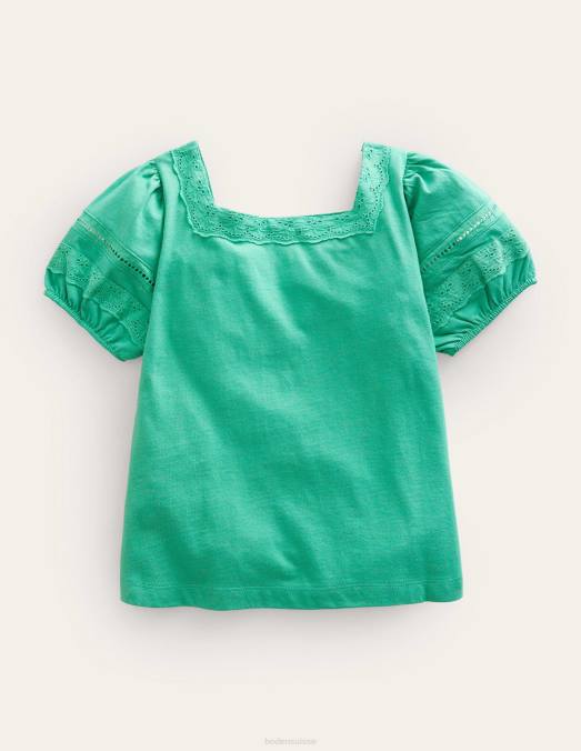 Boden vêtements asperges vertes filles haut fluide à encolure carrée LB2X2986