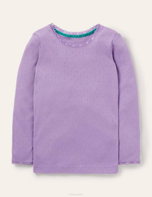 Boden vêtements aster violet filles t-shirt en pointelle ultradoux LB2X3154