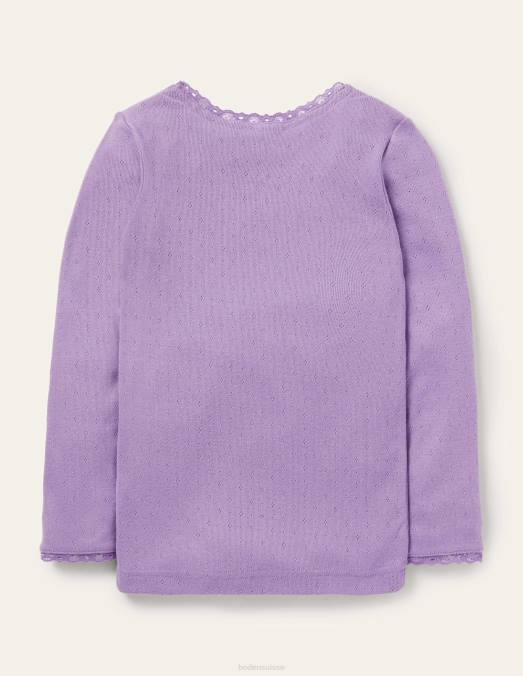 Boden vêtements aster violet filles t-shirt en pointelle ultradoux LB2X3154